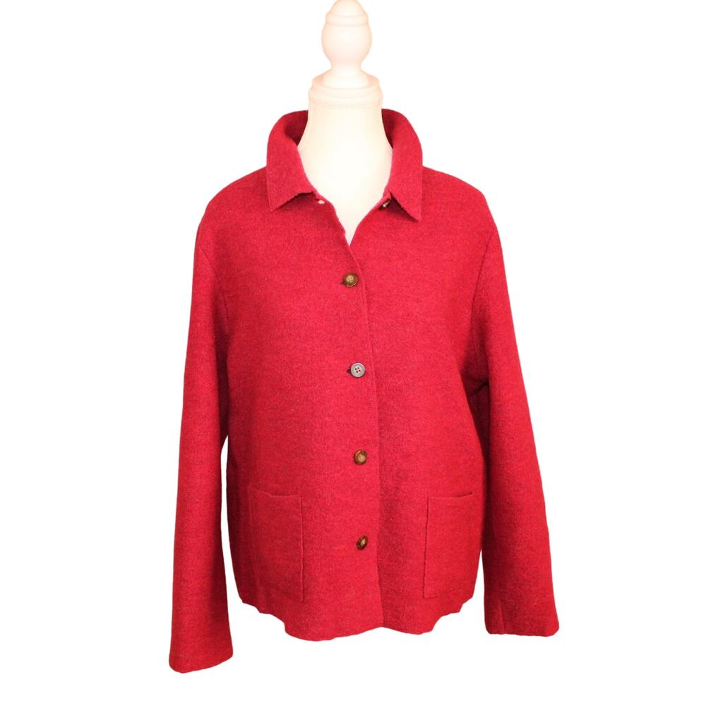 Lands' End Women's Wool Jacket Cranberry size 12 Petite